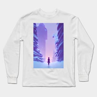 Anime Girl Night Snowy Christmas Landscape Long Sleeve T-Shirt